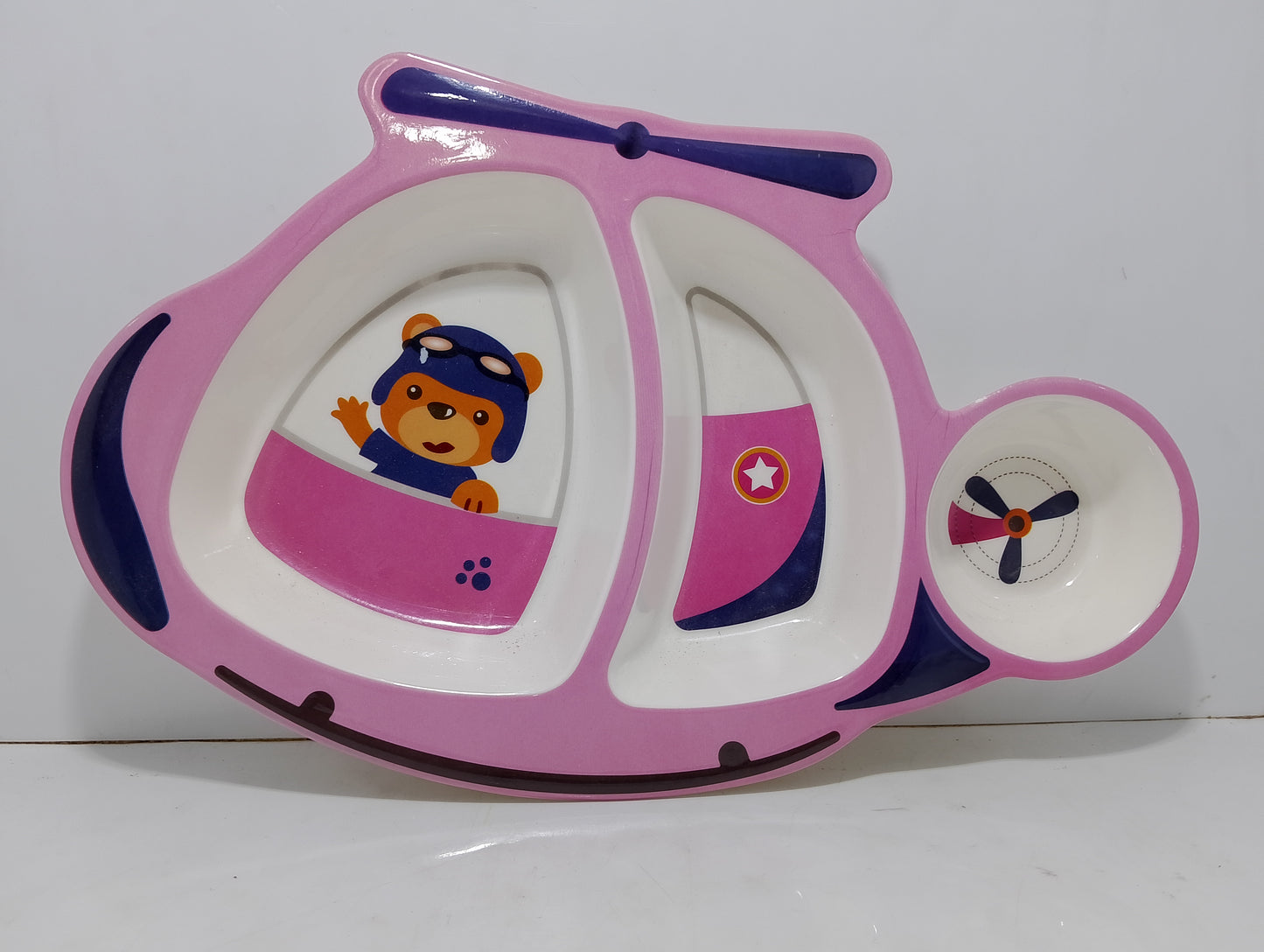 Kids Helicopter Shaped Plate - Fun Divided Meal Tray with Compartments