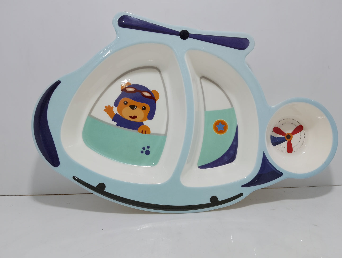 Kids Helicopter Shaped Plate - Fun Divided Meal Tray with Compartments