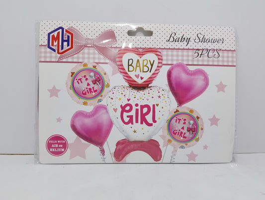 Baby Shower Balloon Set - 5 Piece 'It's a Girl' Celebration Balloons