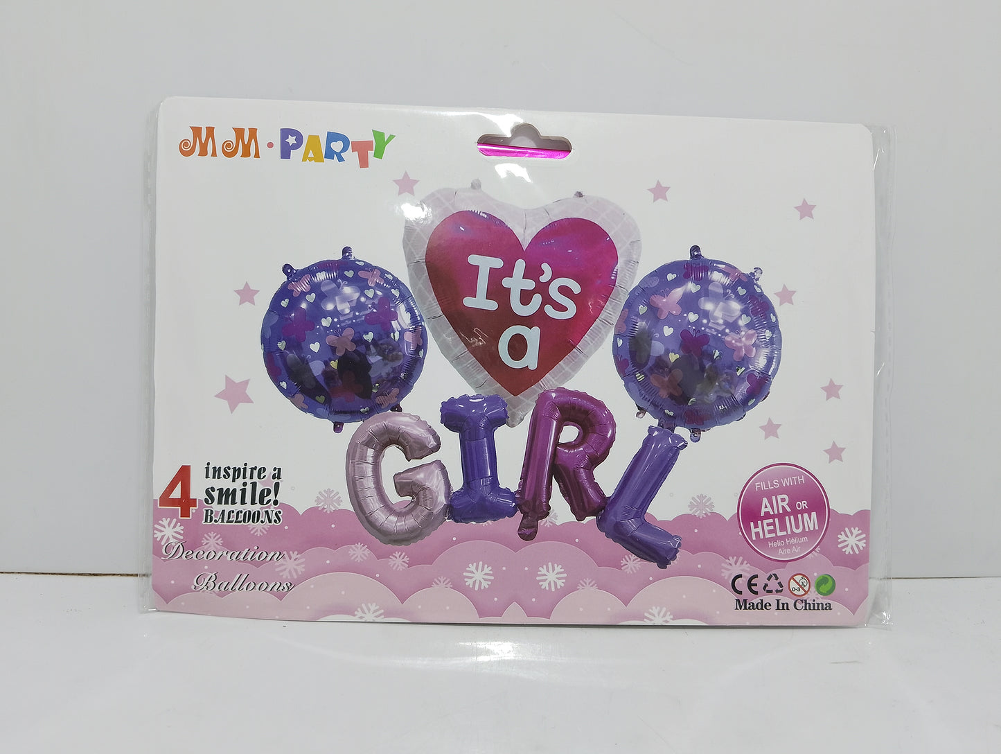 Baby Shower Balloon Set - 5 Piece 'It's a Girl' Celebration Balloons