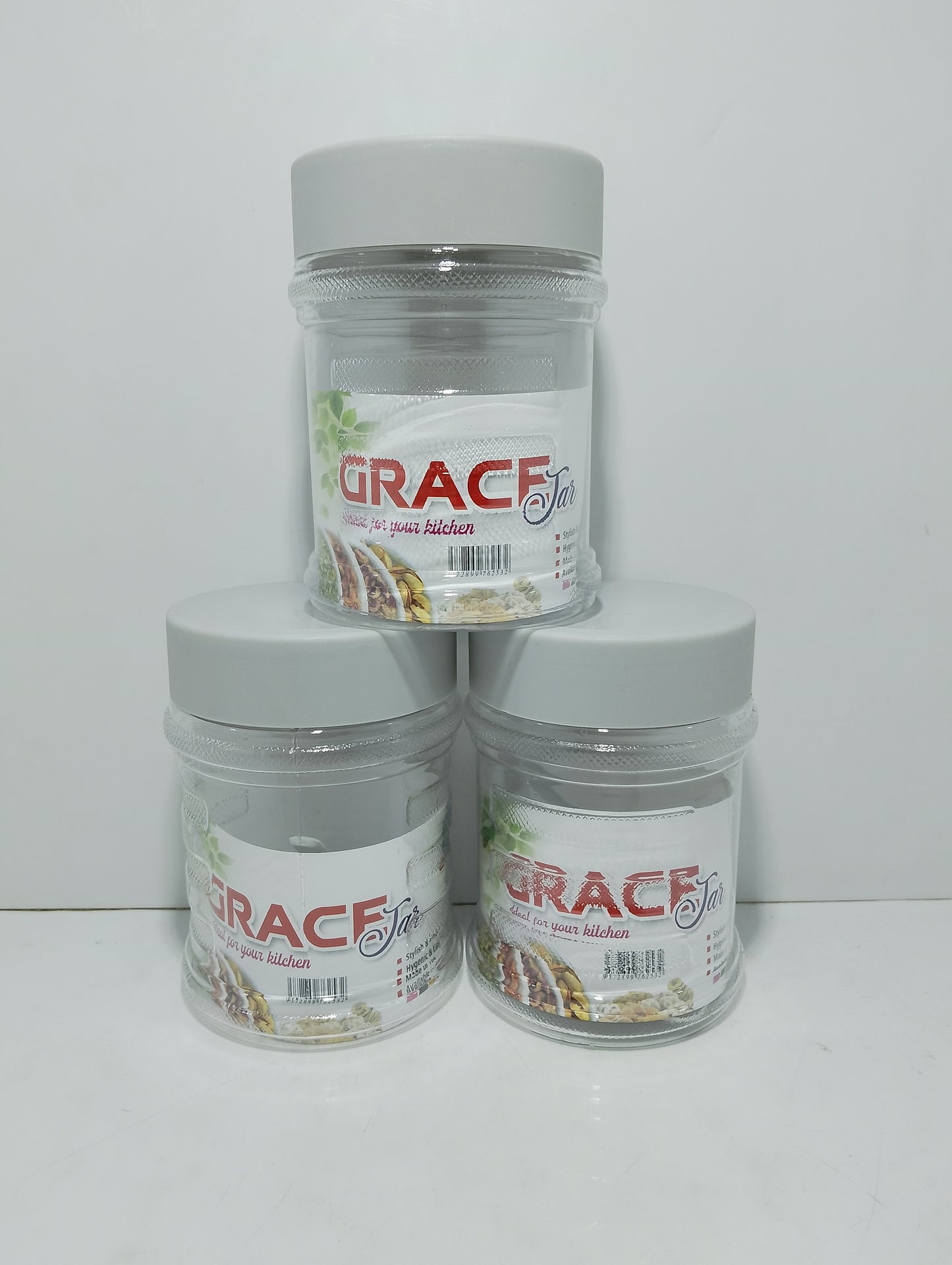 Grace Jar Stackable Food Storage Containers - 3 Piece Set for Pantry Organization