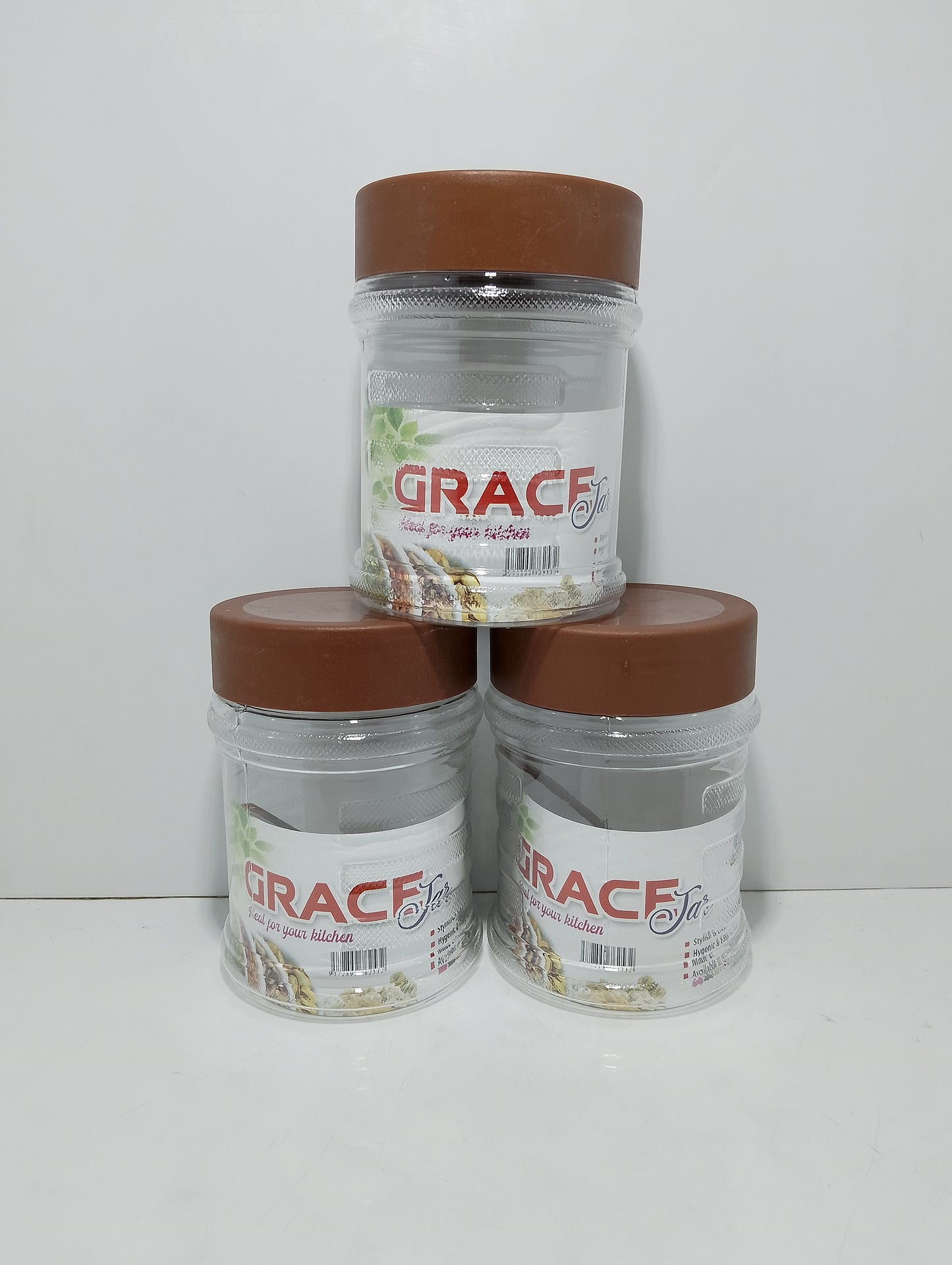 Grace Jar Stackable Food Storage Containers - 3 Piece Set for Pantry Organization