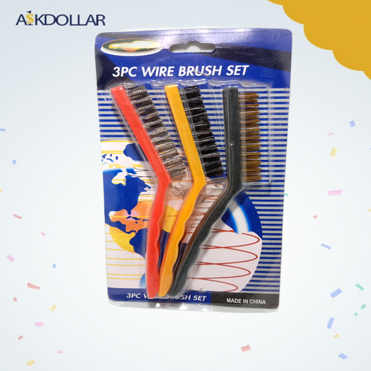 3 Piece Wire Brush Set for Cleaning Metal and Rust