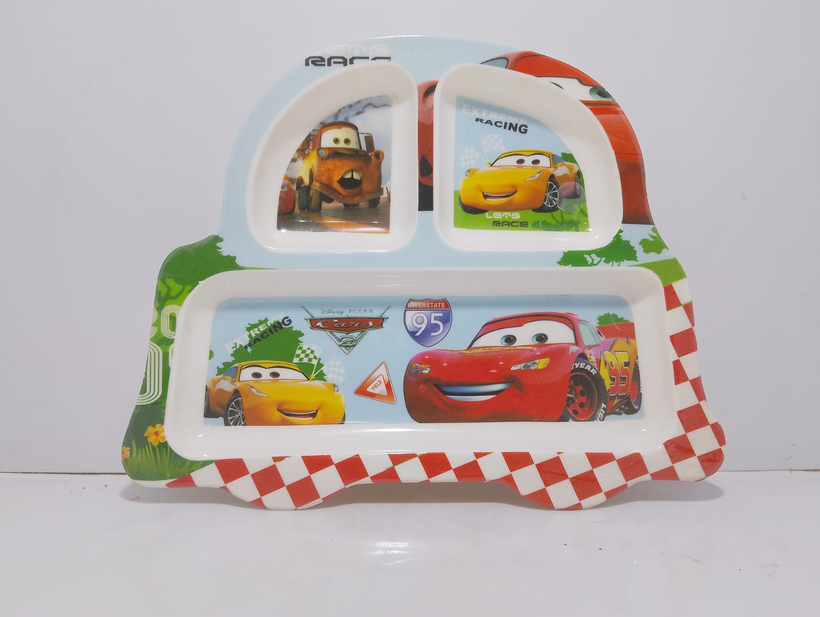 4 Portion Cars Snack Plate