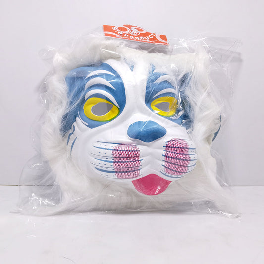 Colorful Carnival Dog Mask with White Fur | Ideal for Festivals, Costume Parties, and Cosplay