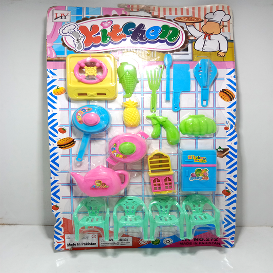 Colorful Plastic Play Kitchen Set for Kids