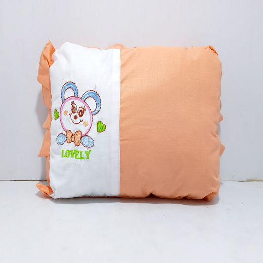 Soft Embroidered Children’s Bed Pillow with Decorative Trim