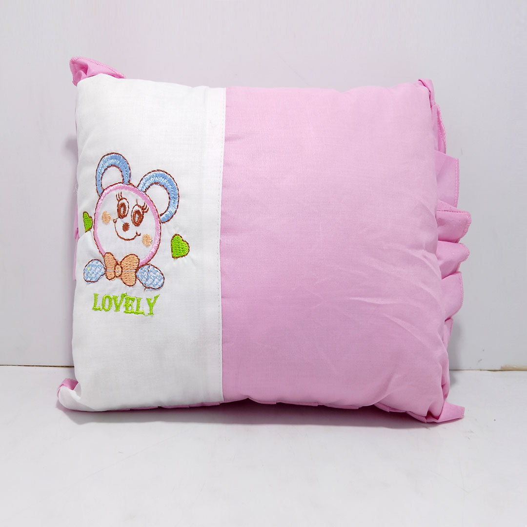 Soft Embroidered Children’s Bed Pillow with Decorative Trim