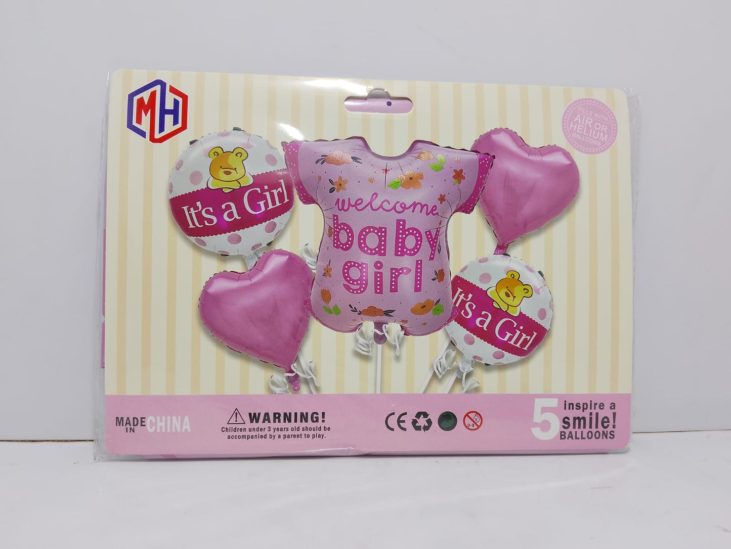 Baby Girl 5 Balloons Set