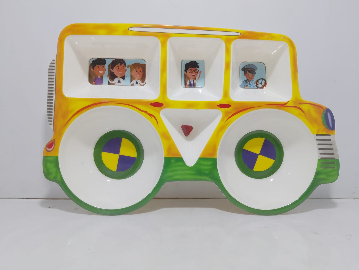 Colorful Bus-Shaped Kids Plate