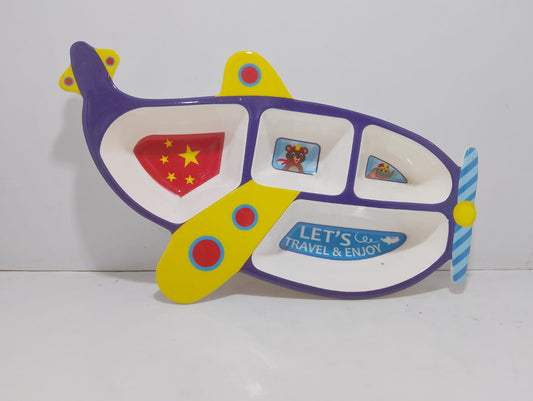 Colorful Airplane-Shaped Kids Plate