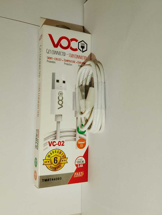 High-Quality VOE VC-02 Micro USB Charging Cable | Fast Charge 2.4A | 100cm | 6-Month Warranty | Safe & Reliable